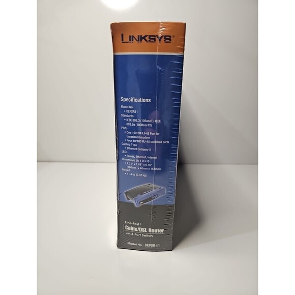 4-Port Wired Router Switch Cable/DSL10/100 Linksys BEFSR41 New Sealed - Picture 4 of 6